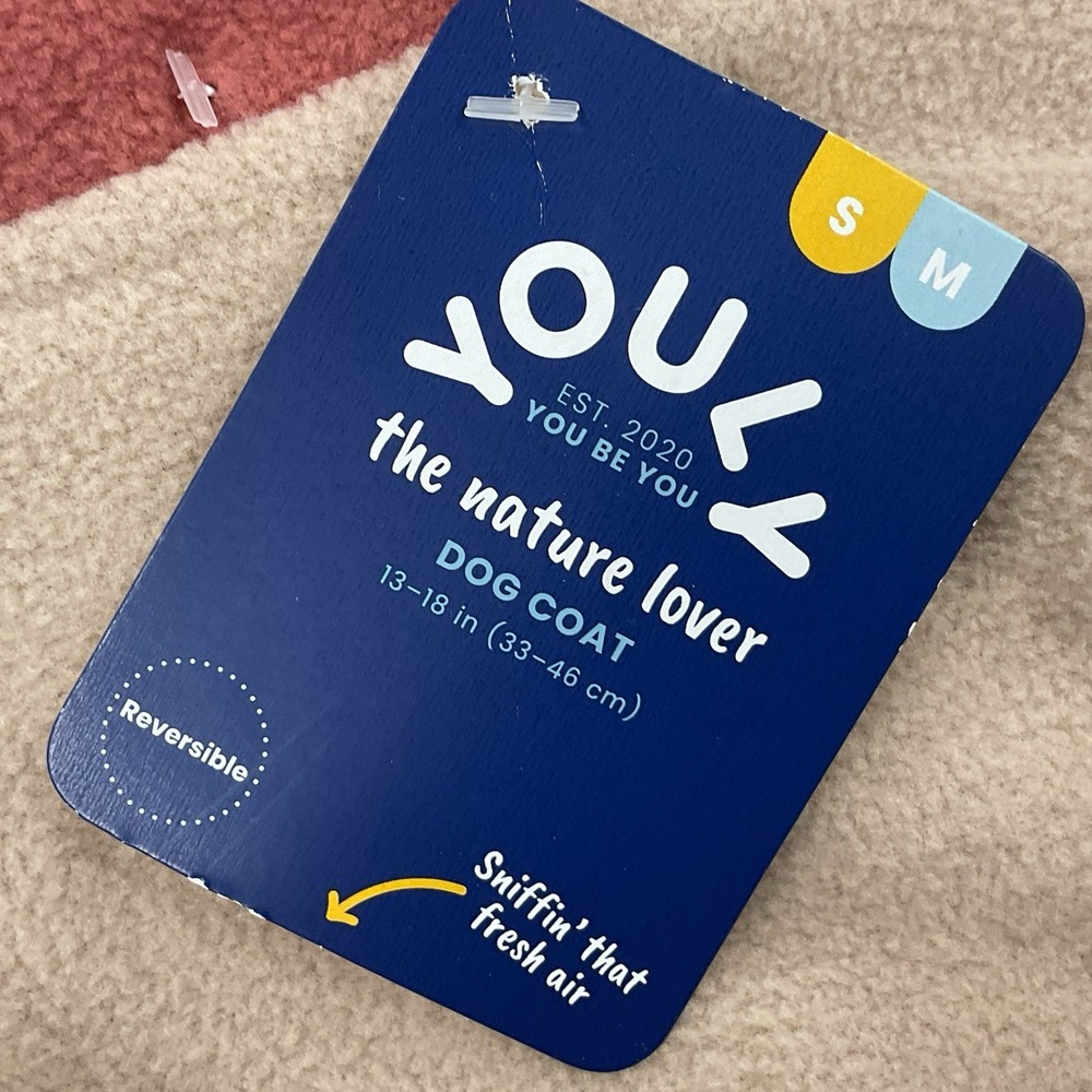 Youly M/L (16"-19") Dog Coat Reversible Fleece Warm Colorblock Dusty Red NWT - Picture 5 of 5